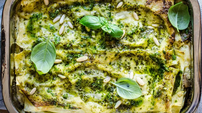 Lasagna with Pesto and Green Beans